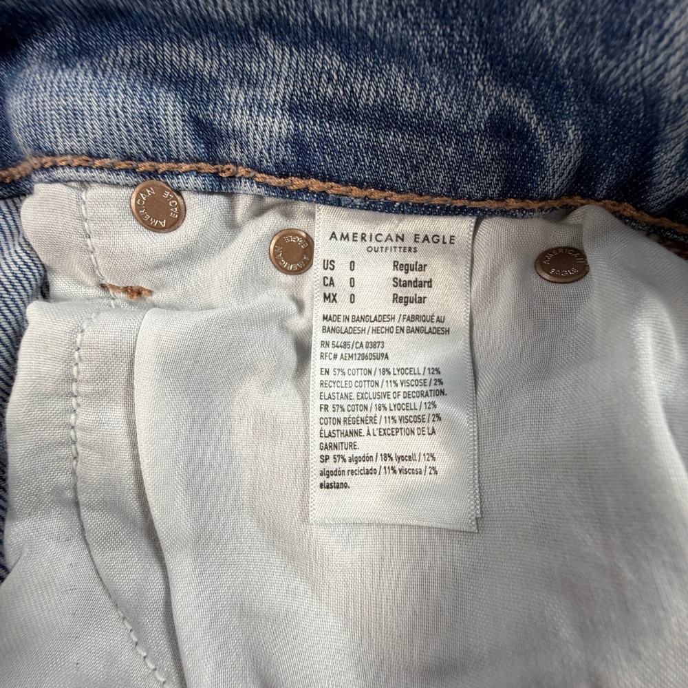 American Eagle Curvy Super High-Rise Baggy Wide Leg Cargo Jeans Light Wash 0 25W - Picture 5 of 13